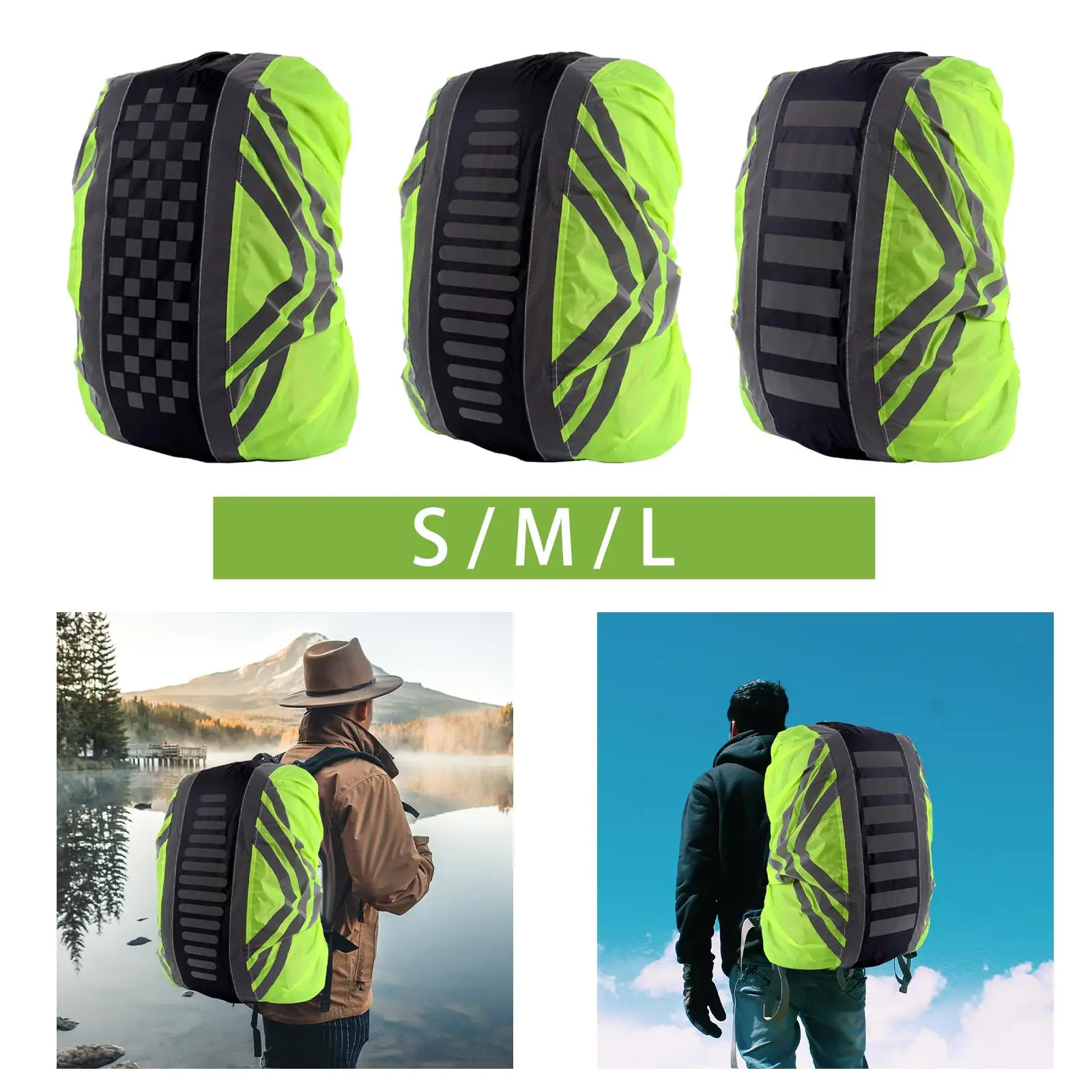 Backpack Rain Cover Waterproof High Visibility with Reflective Strip Rucksack Covers for Camping Traveling Outdoor Activities 2