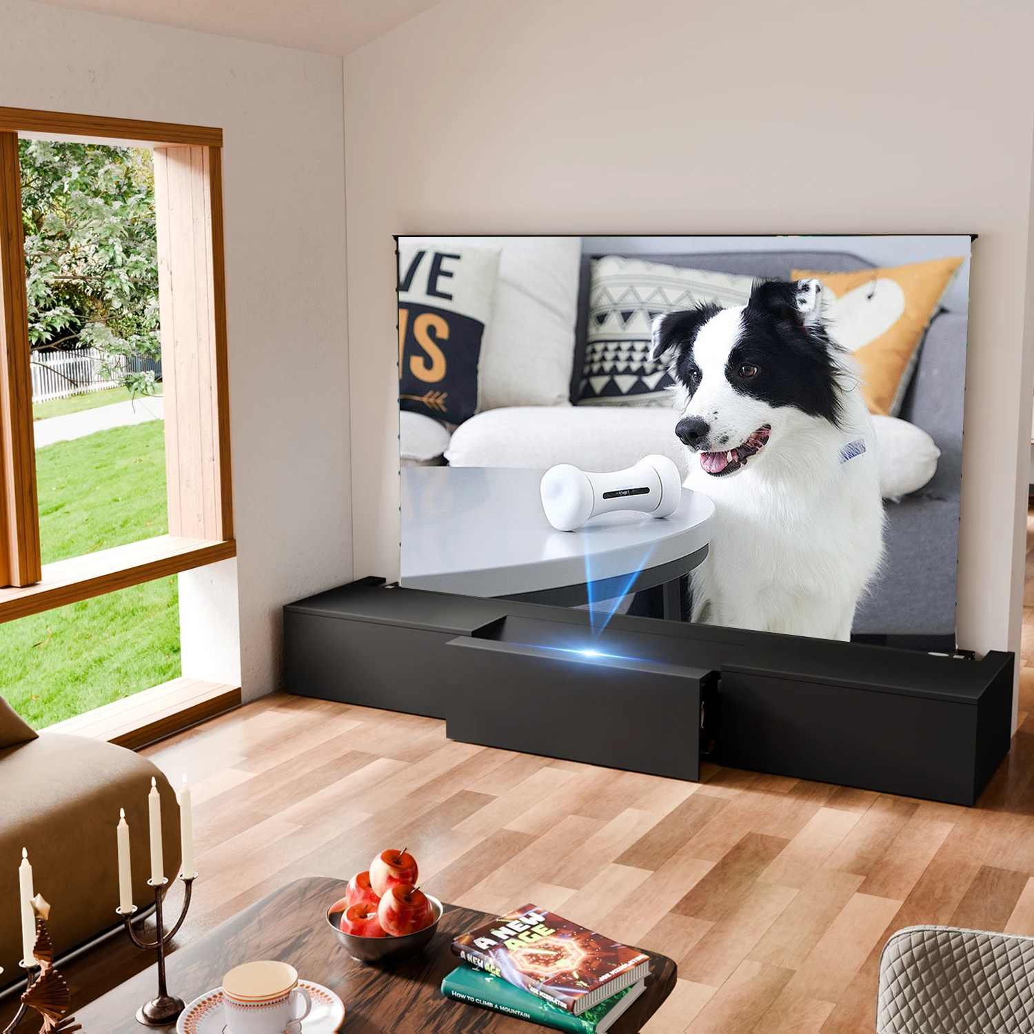 Gabinete de proyector láser UST inteligente de proyección motorizada de  100-120 pulgadas, gabinete de proyector UST integrado para sala de estar  para cine en casa - AliExpress, image size:1500x1500