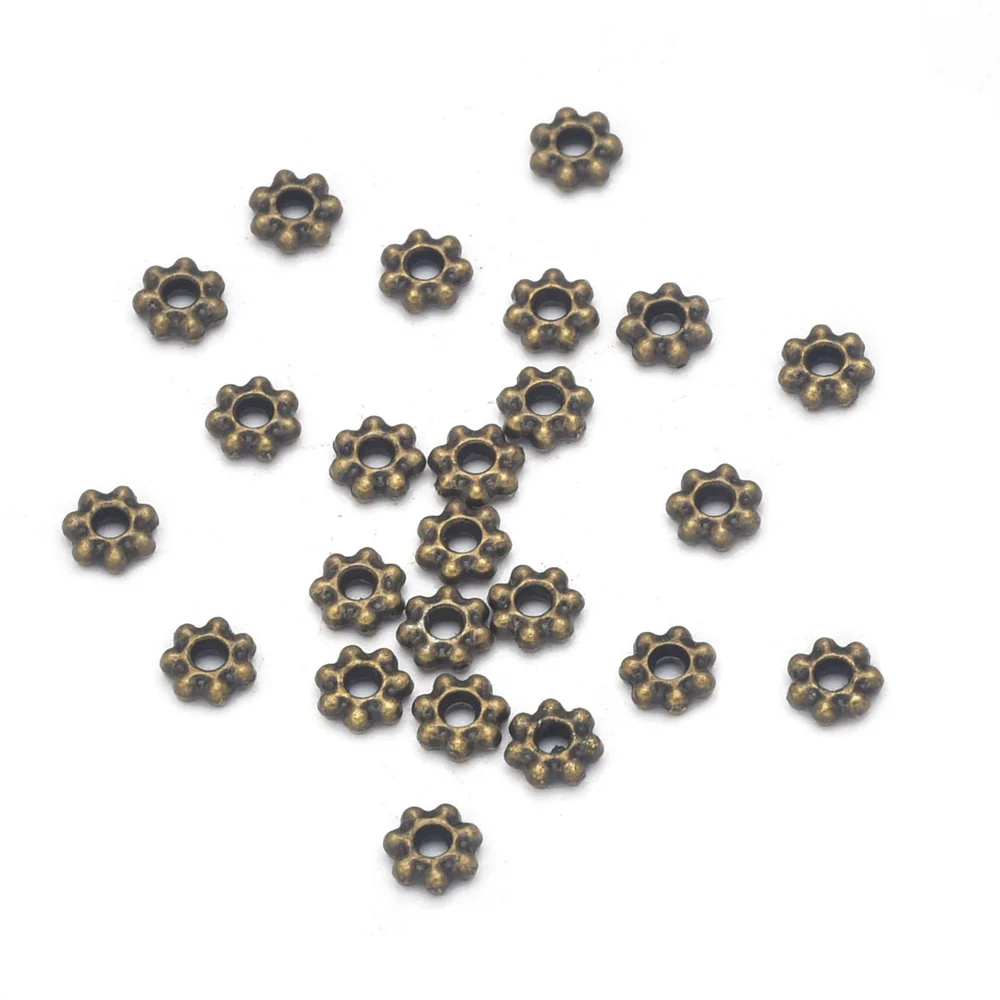 300 Stück 4/6 mm Legierungs-Blumen-Abstandsperlen, Gänseblümchen-Metall-Schmuck-Abstandshalter für Armband, Halskette, Schmuckherstellung – Detail 8