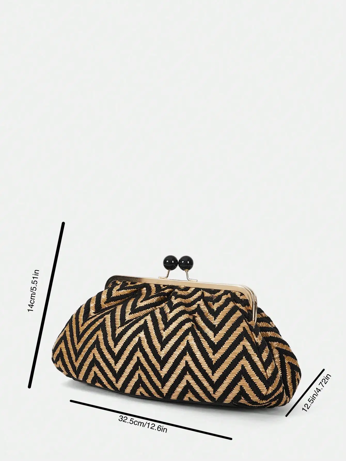 حقيبة كلاتش أنيقة مخططة للنساء ، مشبك مطرز أسود ،...