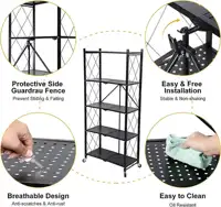 5 Tier Metal Storage Shelves with Wheels Heavy Duty Foldable Garage Shelving Unit for Easy Organization Ideal for Kitchen Garage 2