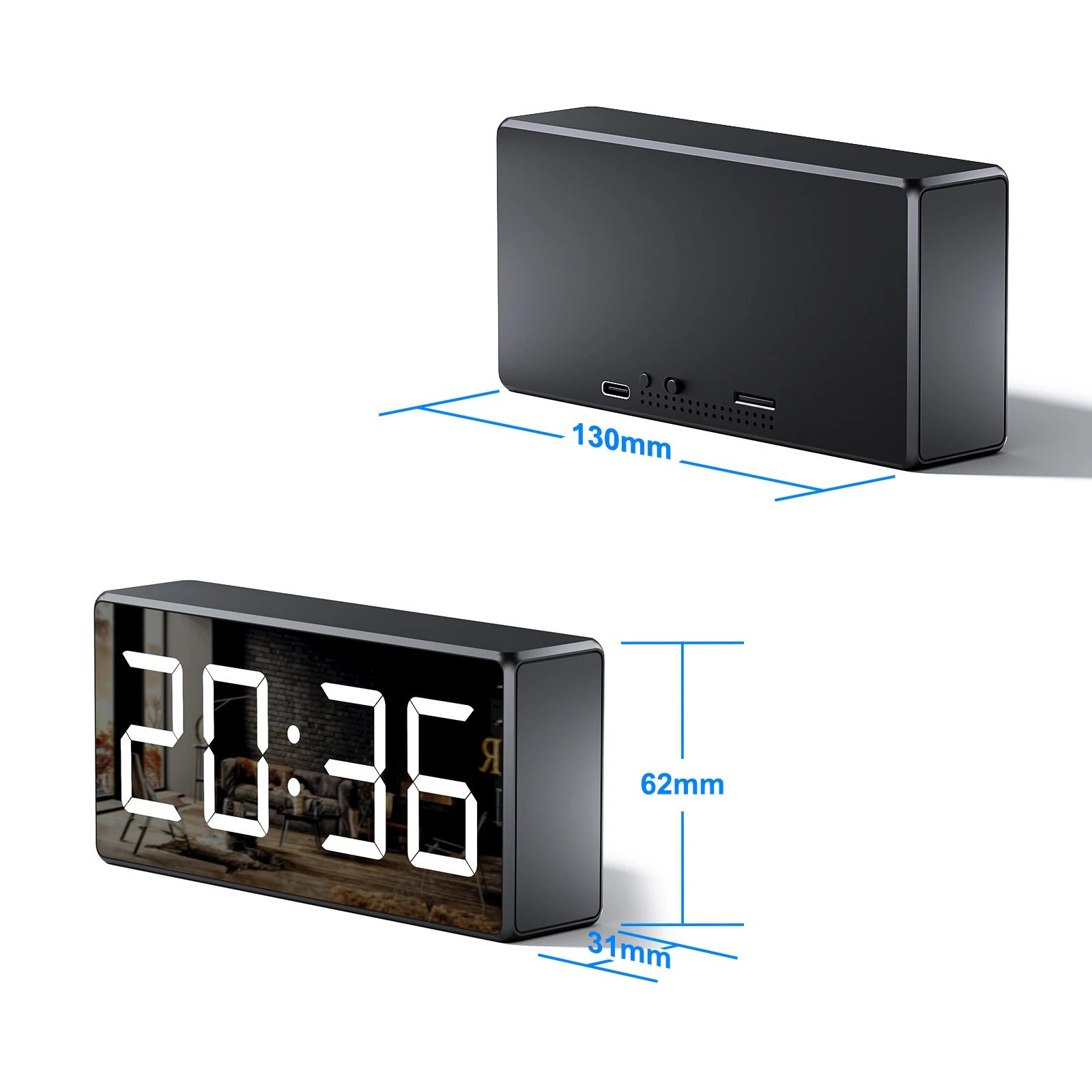 1080P HD WIFI Clock Camera 166degree Camera Micro CamIR Night View