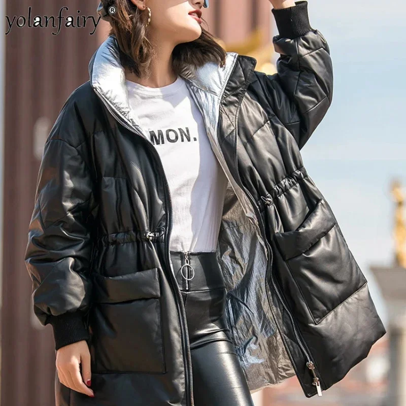 

Winter New Genuine Leather Down Coat Women's Sheepskin Coats for Women Medium Long Loose Large Fashion Natural Clothes F