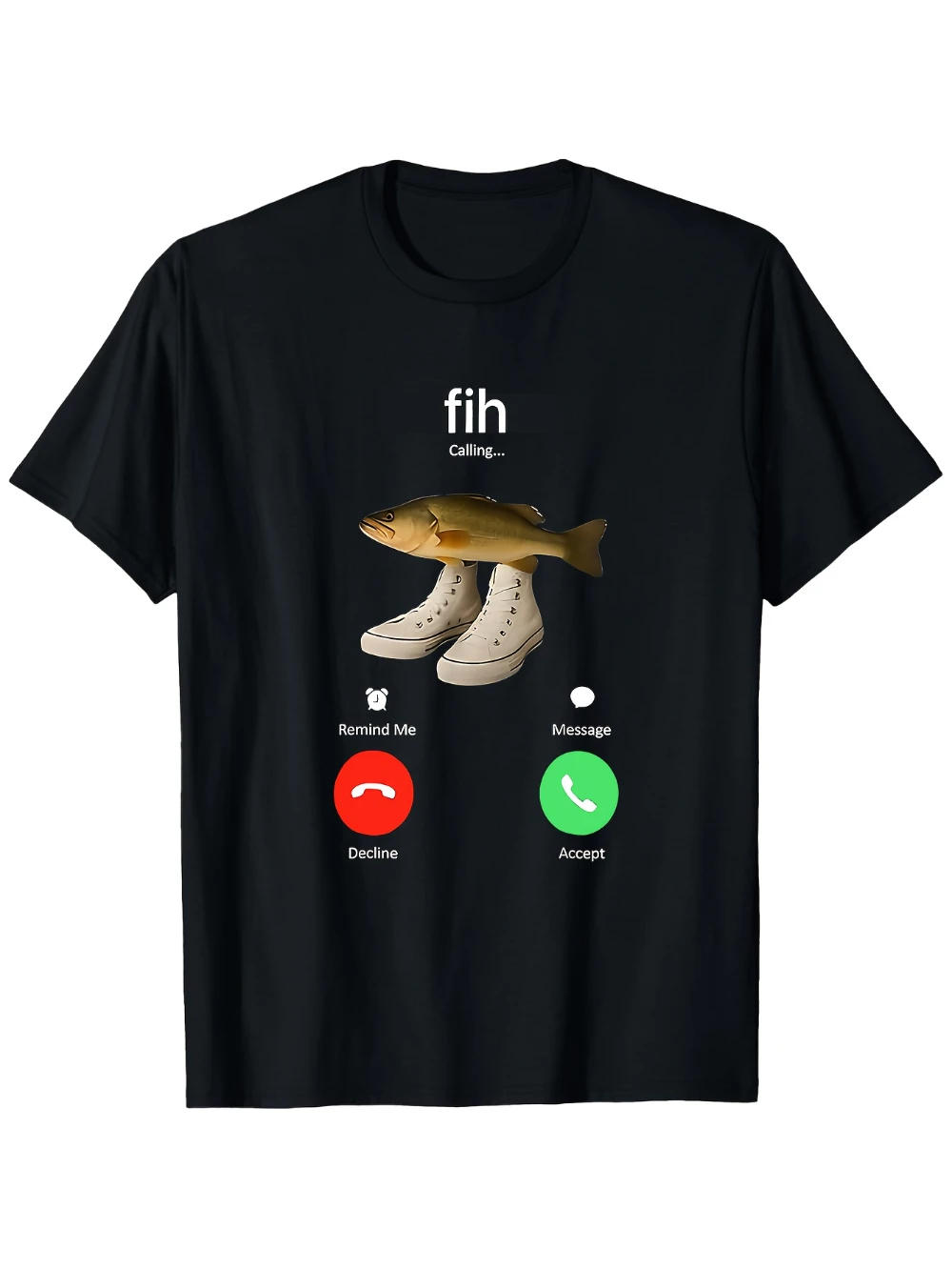 Fun Fishing Design T-Shirt for Men - Fih Calling Fish telephone design, breathable crew neck casual T-shirt oversized t shirt