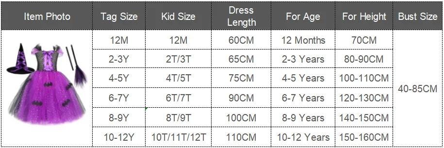 Glitzernde Hexen-Halloween-Kostüme für Mädchen, glitzerndes lila schwarzes Fledermaus-langes Tutu-Kleid für Kinder, Karnevals-Outfits mit Besenhut – Detail 1