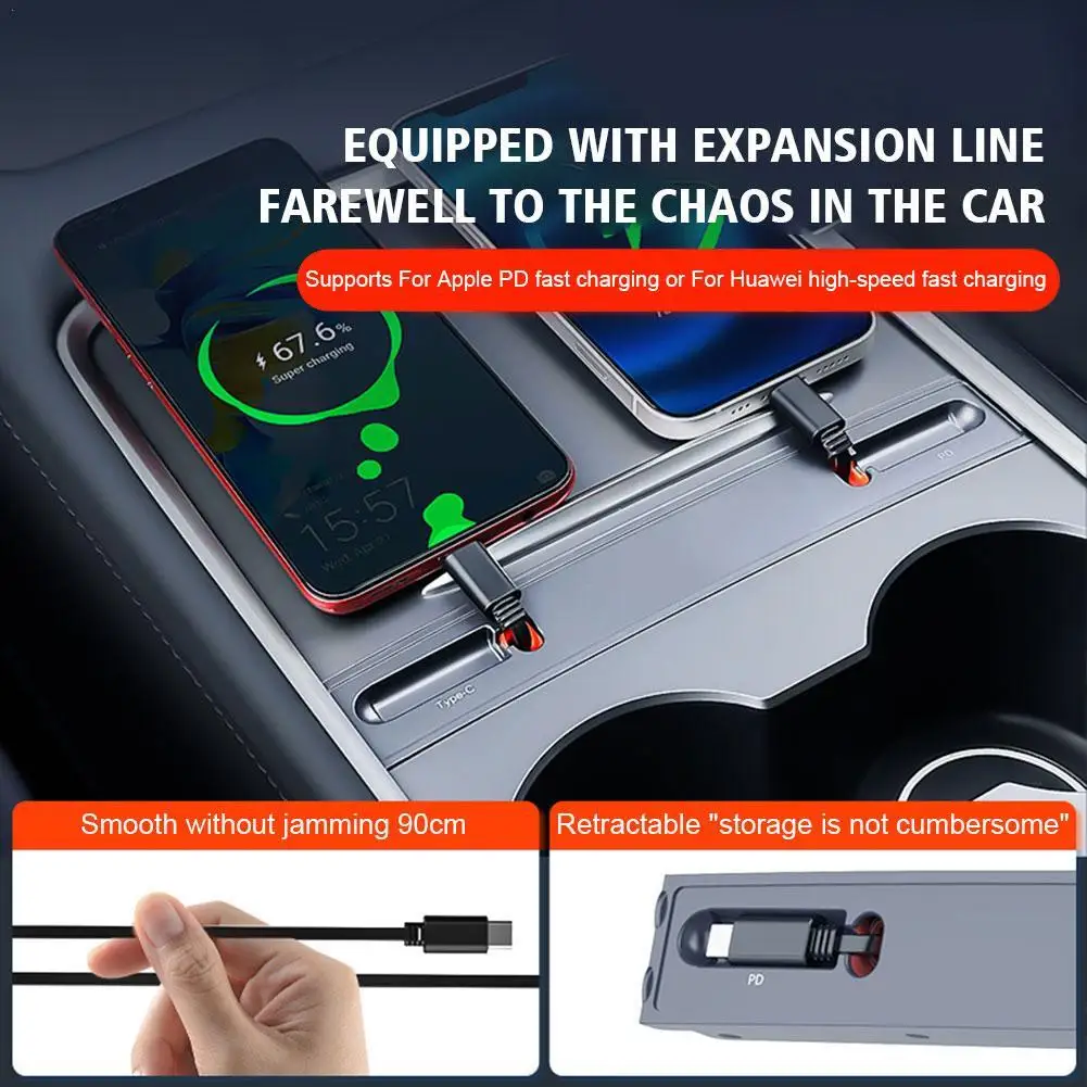 

Intelligent Docking Station For Tesla Model 3 Y 27W Quick Charger USB Shunt Hub Extension Center Console 4 Ports Smart Sensor