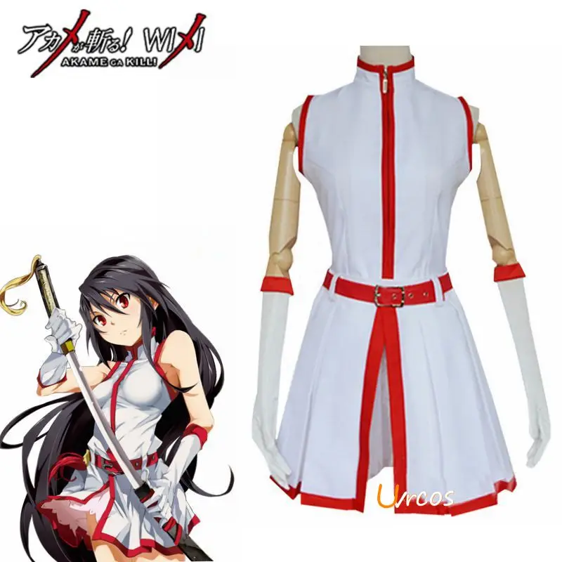 

Akame ga KILL! Cosplay Costumes Akame White sleeveless dress suit Halloween party Battle dress