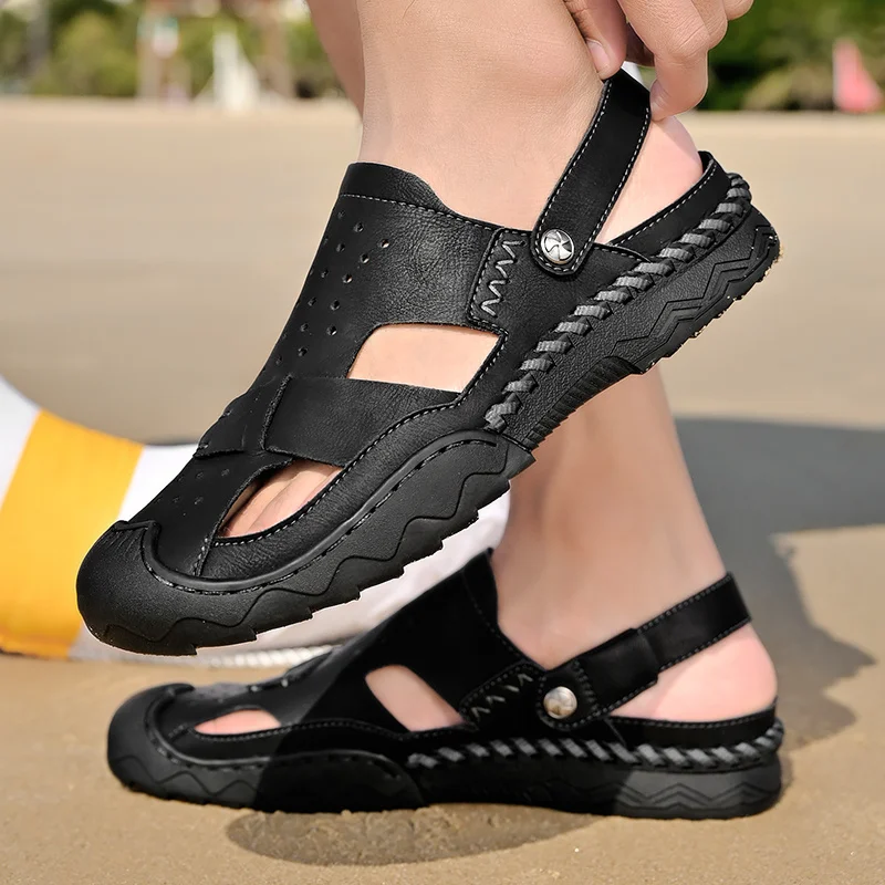 Mens Outdoor Sports Summer Shoes Low Heel Sliders Sandals Summer Men's Beach Shoes_voghion.com