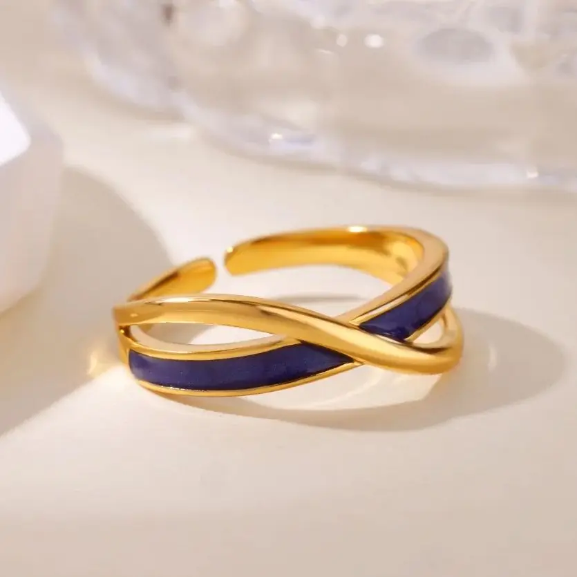 Oil Drop Cross Open Rings For Women