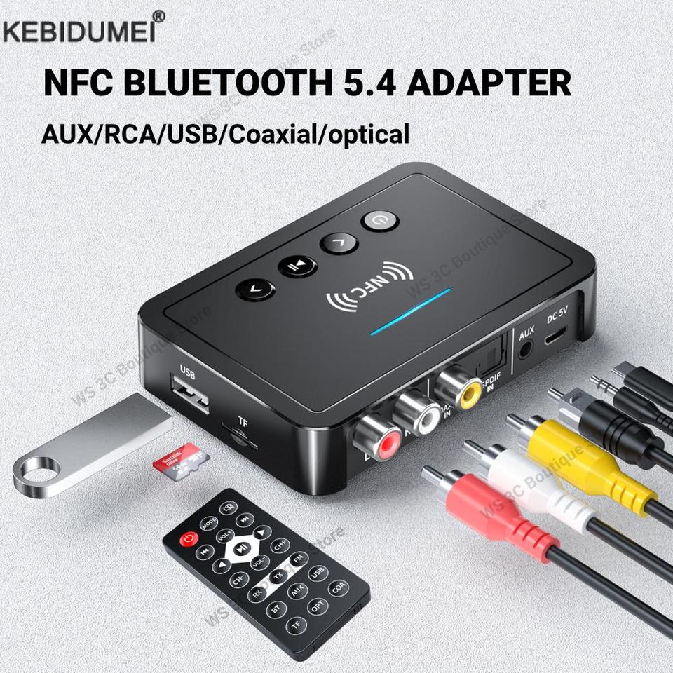 NFC Bluetooth 5.4 Receiver Transmitter 3.5MM AUX RCA Coaxial Optical TF/U-Disk Wireless Audio Adapter for TV PC Car Speaker
