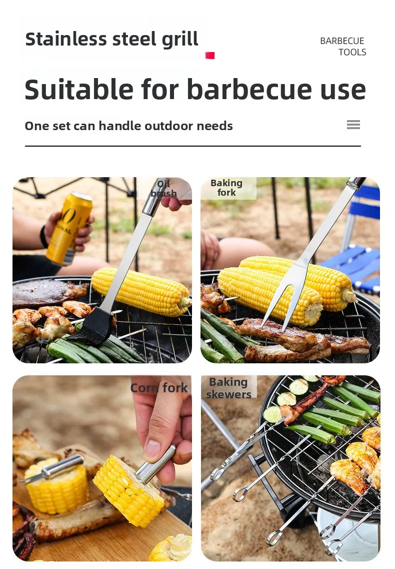 Description Picture 4 of itemStainless Steel BBQ Grill Tool Set Outdoor Cooking Kit with Durable Utensils for Perfect Grilling Experience