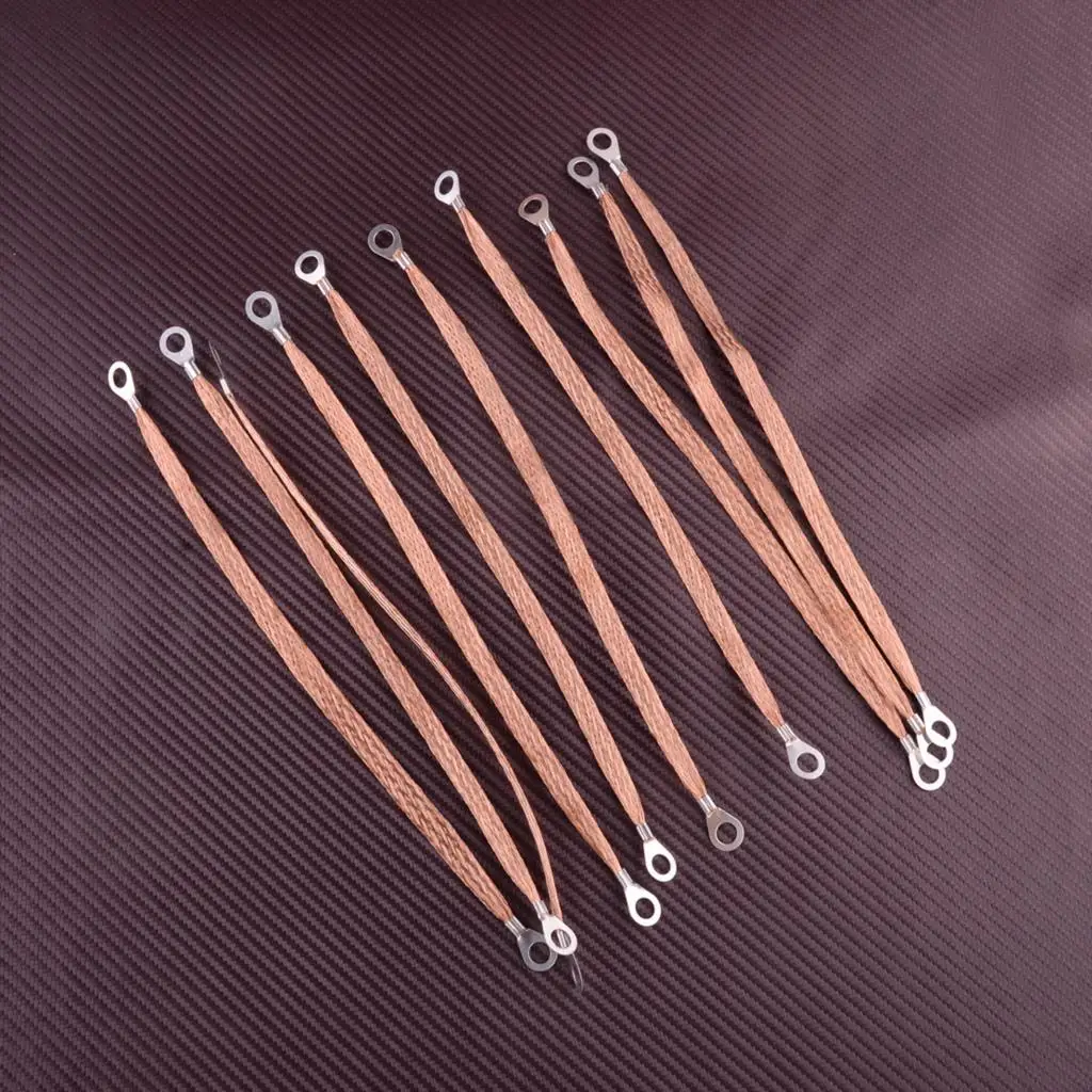 

10Pcs 11.4" Copper Engine Ground Bonding Strap Cable For Car Truck Firewall Engine Body Frame 8V 12V High Quality New