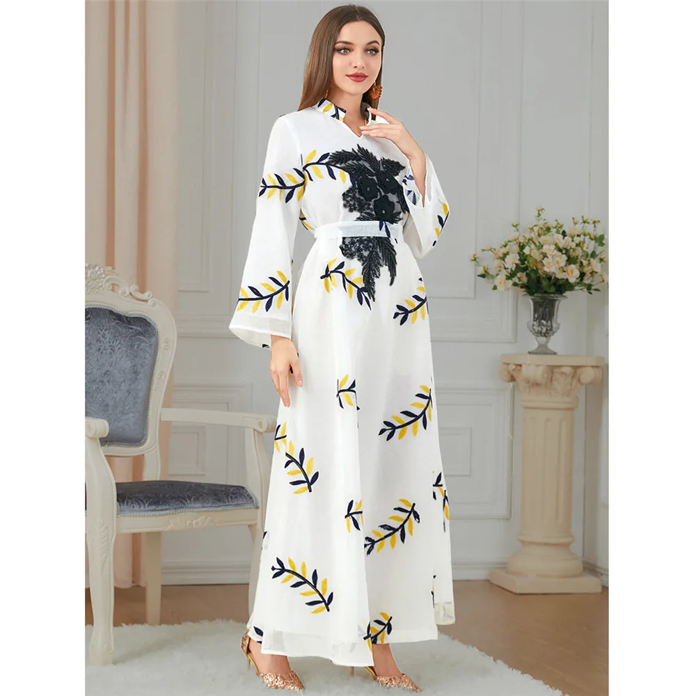 

Eid Party Abaya Women Muslim Embroidery Long Sleeve Maxi Dress Ramadan Turkey Arab Kaftan Dubai Moroccan Party Jalabiya Vestidos
