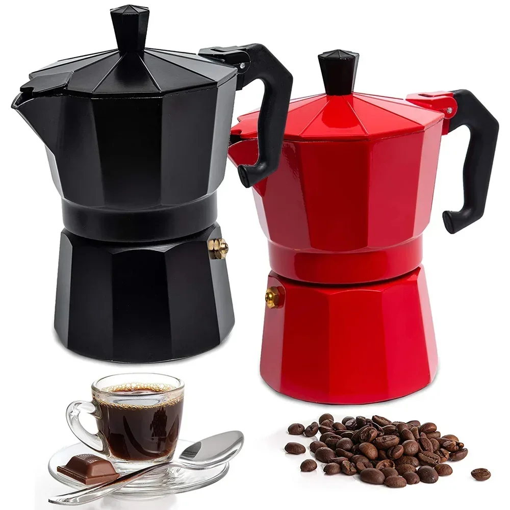 

Aluminum Moka Pot Authentic Italian Espresso Coffee Maker Stovetop Home Outdoor 150ml 300ml Cafe Accessories Tools Kitchen