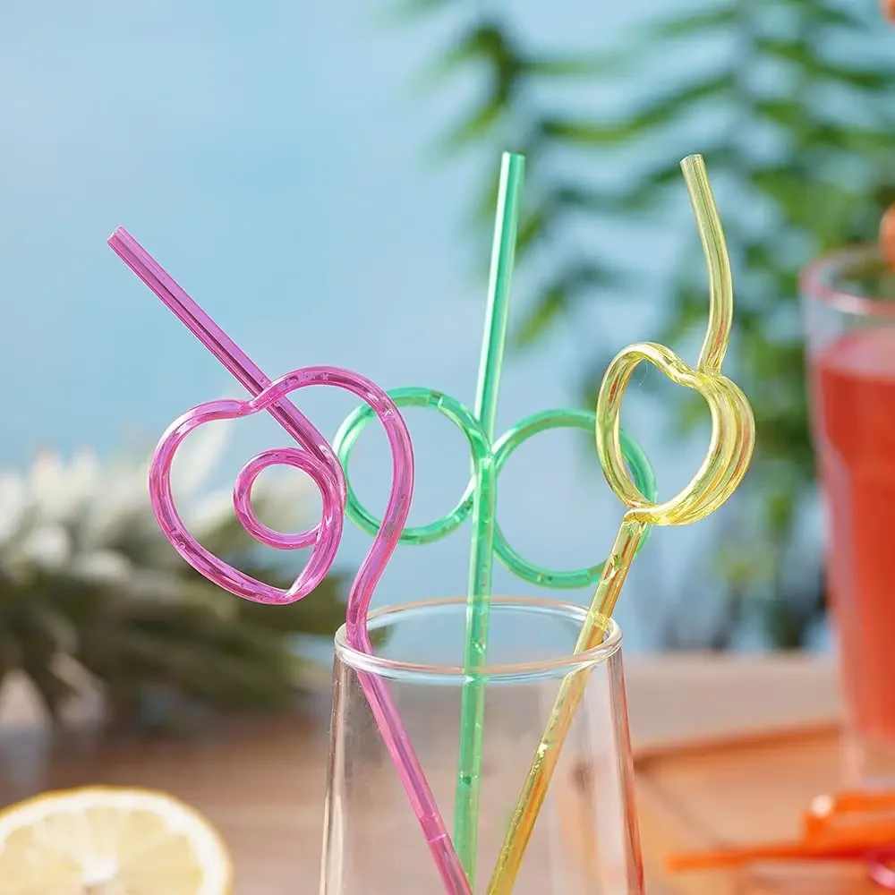 10pcs Crazy Curly Drinking Straws Colorful Unique Flexible Drinking Tube Kids Birthday Party Supplies Bar Drinkware Accessories