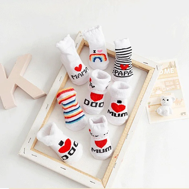 Spring Summer Thin Baby Girls Boys Stitch Floor Socks Letter Printed White Casual Short Ankle Clothes for Newborn Toddler Infant
