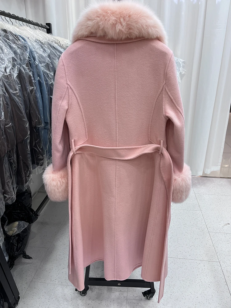 Women Winter Coats Cashmere Sheep Wool Blends Real Natural