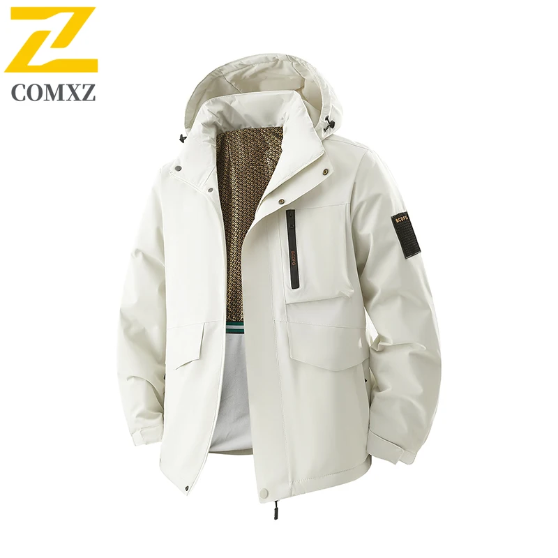 COMXZ High Quality Jackets Solid Color Outdoor Climbing Camping Men Lightweight Windbreaker Coat Adventure Fleece Racing Jacket