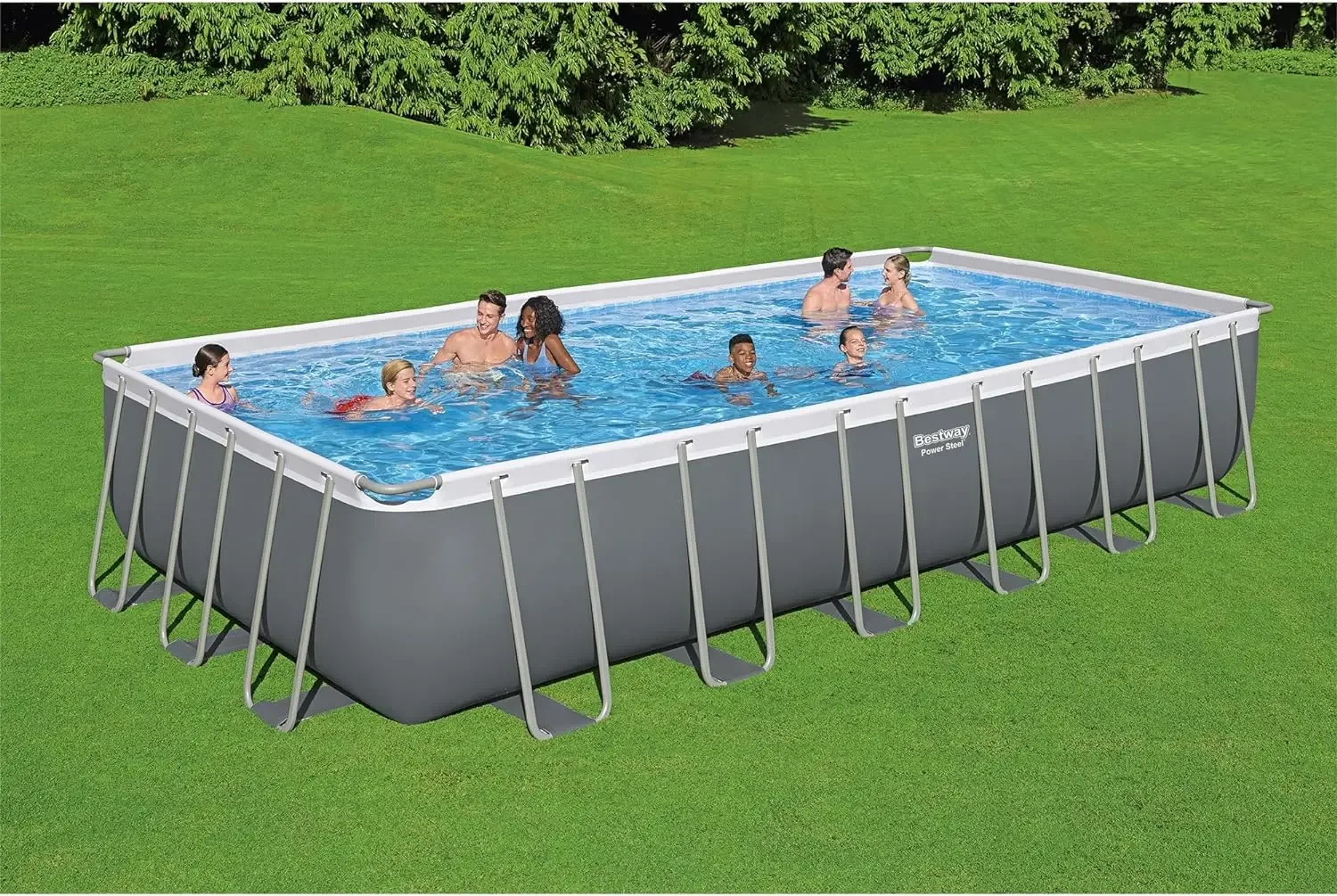 

Комплект для бассейна 24x12x52 дюйма, прямоугольная металлическая рама, над землей, искусственная цветовая температура 1500 GPH, лестница и крышка для бассейна