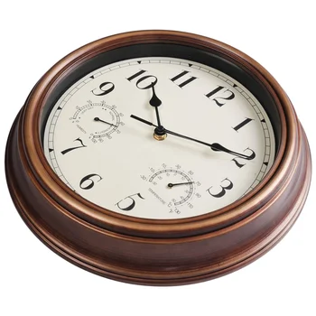 A44Z 12-Inch Retro Waterproof Wall Clock – Thermometer & Hygrometer Display 1
