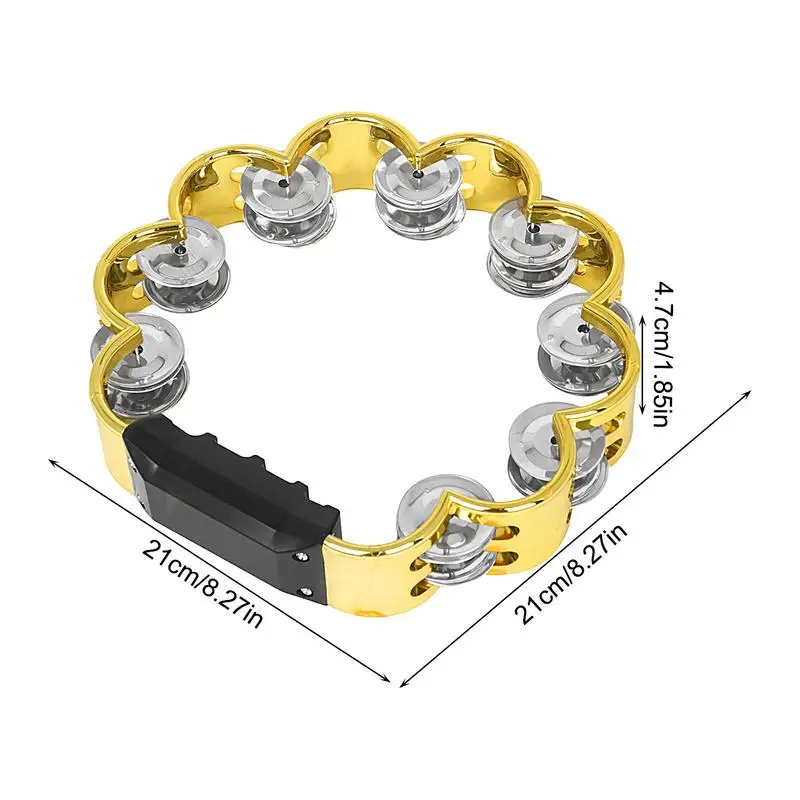 Musical Tambourine Handbell With Double Row Metal Jingles Percussion Drum Party Gift Percussion Instruments