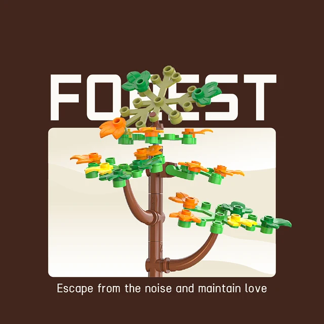 1486PCS Forest House building blocks with LED light Tree Cabin Display Set Buildable brick Kit for Nature Lovers Adults Kids 6