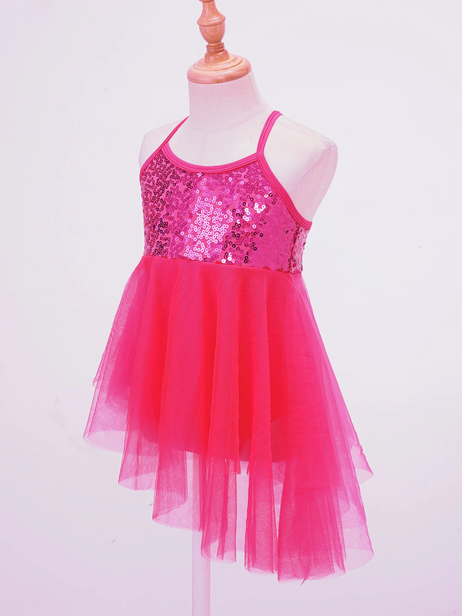 Kids Girls Gymnastic Leotard Ballet Tutu Dress Ballerina Stage Performance Costume Sleeveless Sequins Tulle Lyrical Dancewear ballet leotard dance leotard girls dance costumes