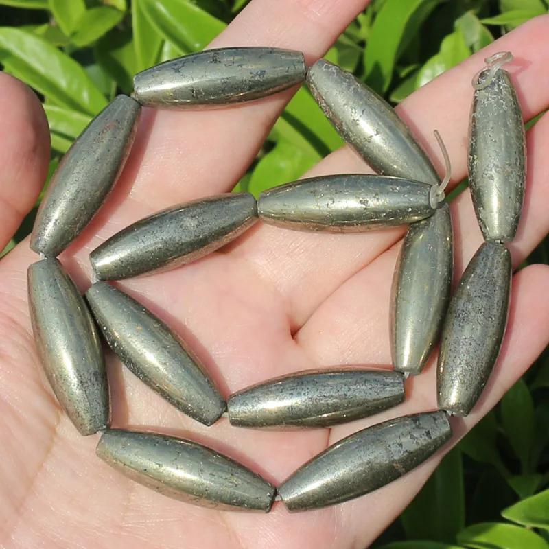 

Natural Pyrite 10x30mm Oval Shape 13pcs, 15inch per strand,For DIY Jewelry Making !We provide mixed wholesale for all items!