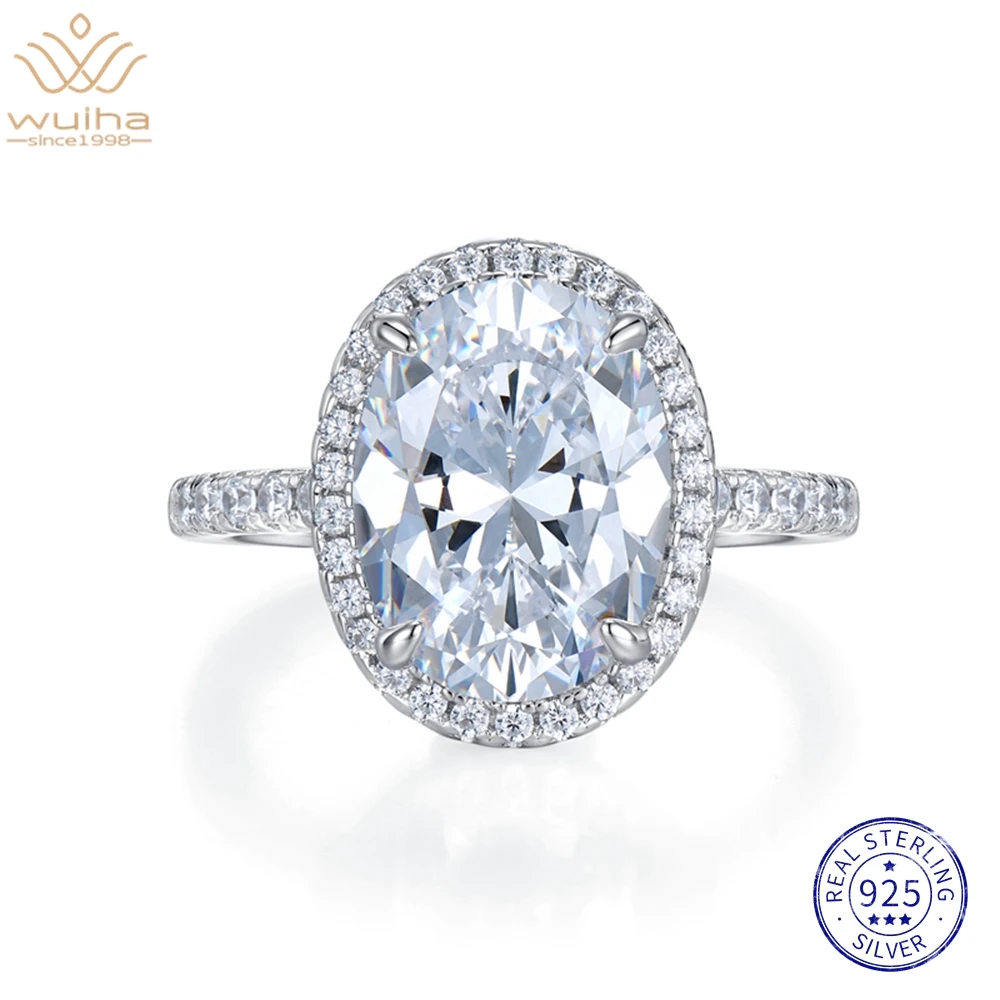 

WUIHA White Gold 9*13MM Sapphire Faceted Gemstone Ring for Women Anniversary Gift 925 Sterling Silver Fine Jewelry Drop Shipping