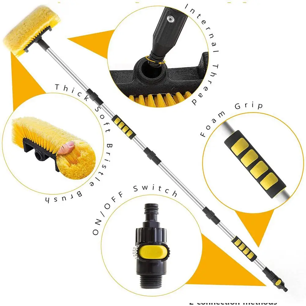 Detachable Car Wash Brush 160CM Soft Bristle Auto Cleaning Brush Long Handle Detailing Broom Adjust Water Flow Auto Cleaning Mop