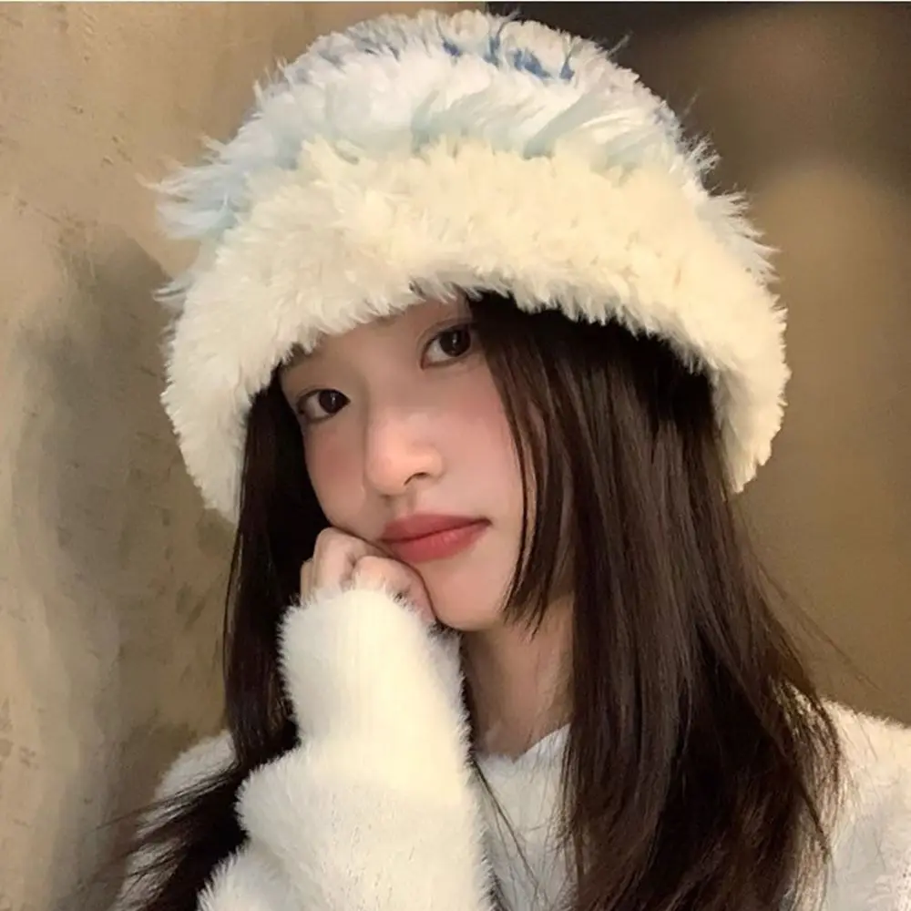 

Solid Color Knitted Hat Casual Ear Protection Winter Warm Plush Hat Thickened Bonnet Caps