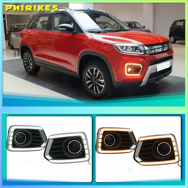 2pcs Drl Fog Lamp With Yellow Turn Signal For Suzuki Vitara 2020 Car