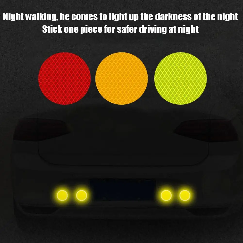

10pcs Reflective Stickers Safety Warning Stickers Waterproof Round Tape Self-Adhesive Reflective Reflector Stickers 5 Cm W5Y6