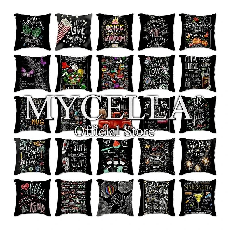 

Chalk Art Cushion Cover Pillow Covers for Home Chair Sofa Decorative Pillowcase Throw Pillows Sweet Tea sofa car クッション・カバー 쿠션
