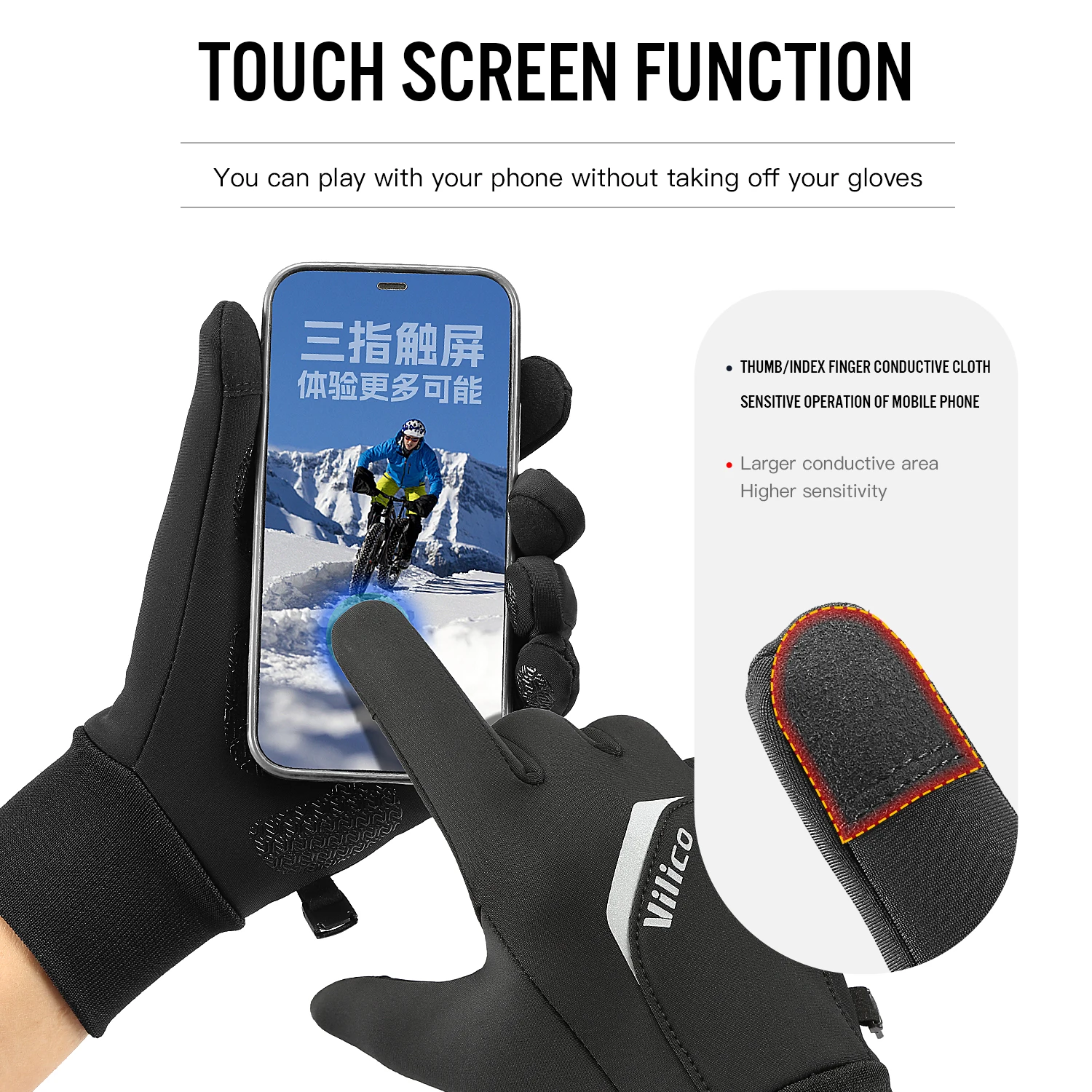 Cycling Gloves Winter Touch Screen Bicycle Gloves Outdoor Scooter Windproof Riding Motorcycle Ski Warm Bike Gloves