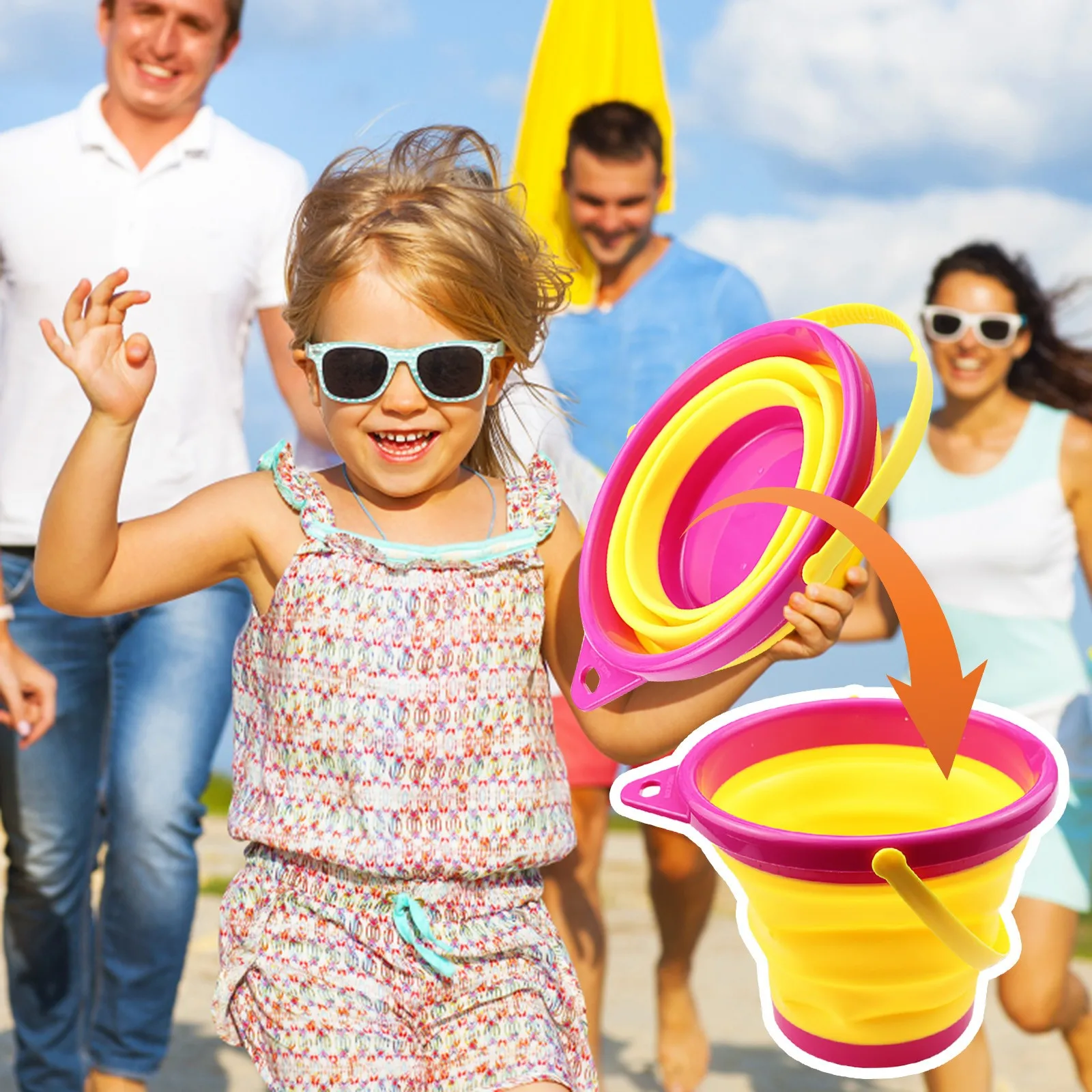 Children Beach Toys Kids Play Water Toys Foldable Portable Sand Bucket Summer Outdoor Toy Beach Play Sand Water Game Toy for Kid 3