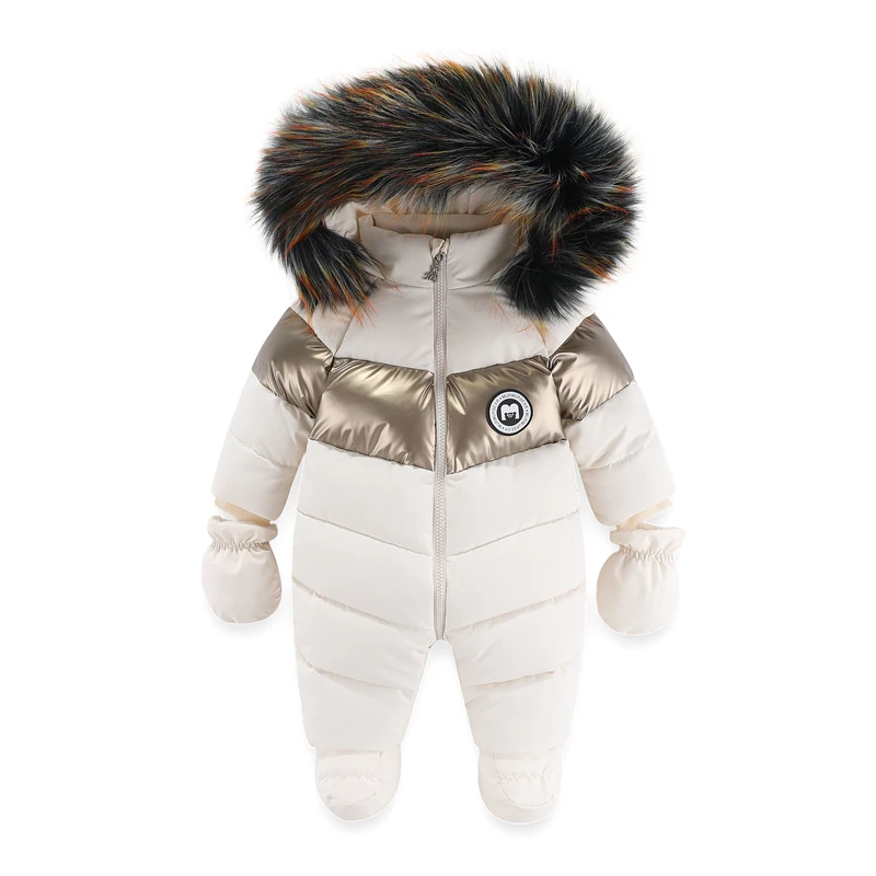 Newborn Winter Jumpsuit Thicken Baby Girl Clothes Warm Baby Romper With Gloves Hooded Children Boys Set Infant Clothing 0-24M