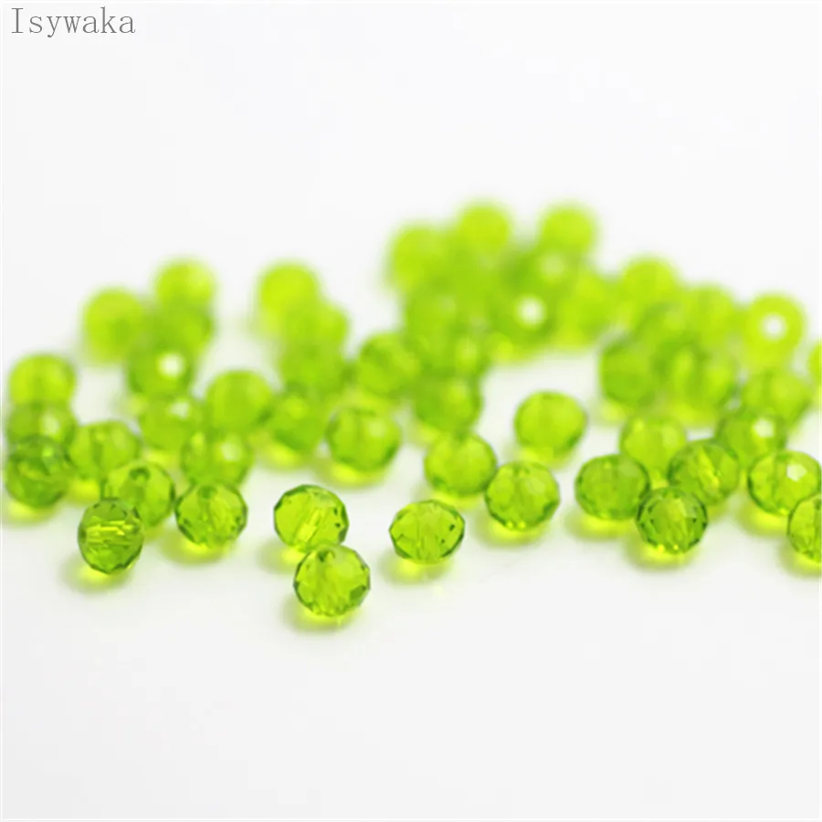 Olive Green Faceted Crystal Glass Rondelle Beads for Jewelry Making - 125pcs, 3x4mm