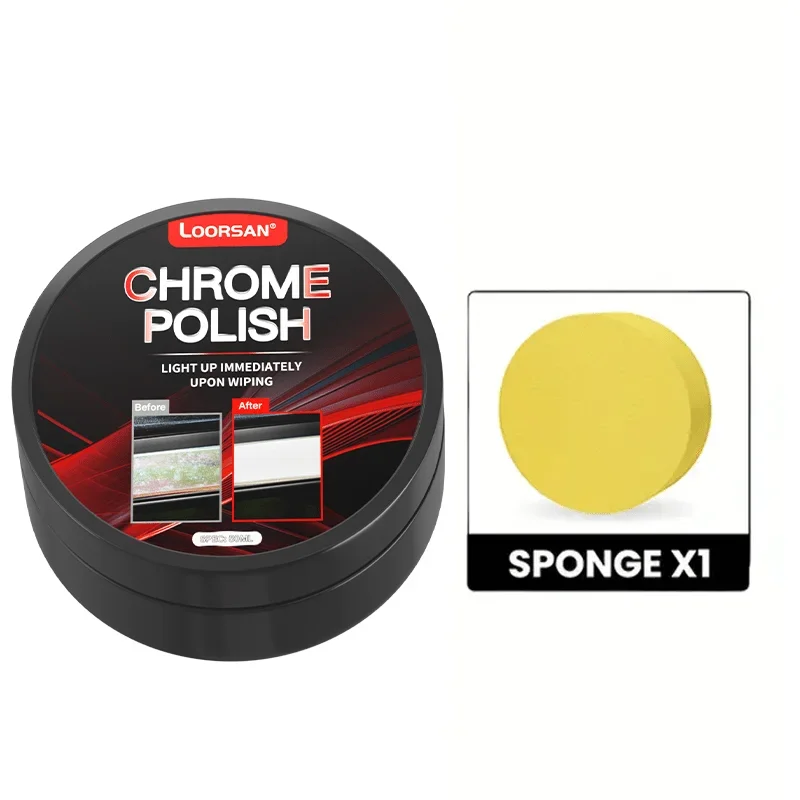 A Restoration Paste for Chrome Parts of Vehicles, Designed for Renewing Oxidized Chrome Trim And Emblems, Comes with a Sponge 6