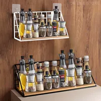 Spice Rack For Kitchen Hanging Wooden Spice Jar Storage Shelf Wall Kitchen Organizer Seasoning Holder Kitchen Accessories 1