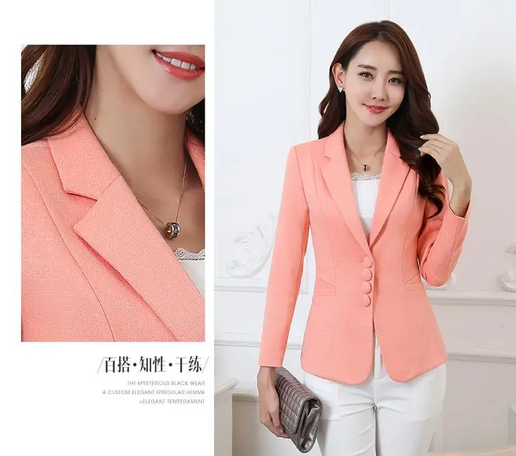 Blazer elegante feminino manga comprida casaco de trabalho formal_voghion.com