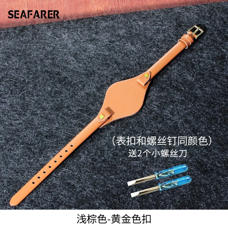 Women's Genuine Cowhide Leather 8mm Watchband - Waterproof & Breathable Strap
