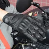 Retro Leather Black Motorcycle Gloves Men Summer Perforated Breathable Motocross Gloves Touch Screen Moto Racing Equipment Glove 2