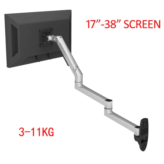 Support de montage robuste en alliage d'aluminium court pour TV/moniteur  avec une plaque en acier qui dispose de trous standard VESA de 75 et 100 mm