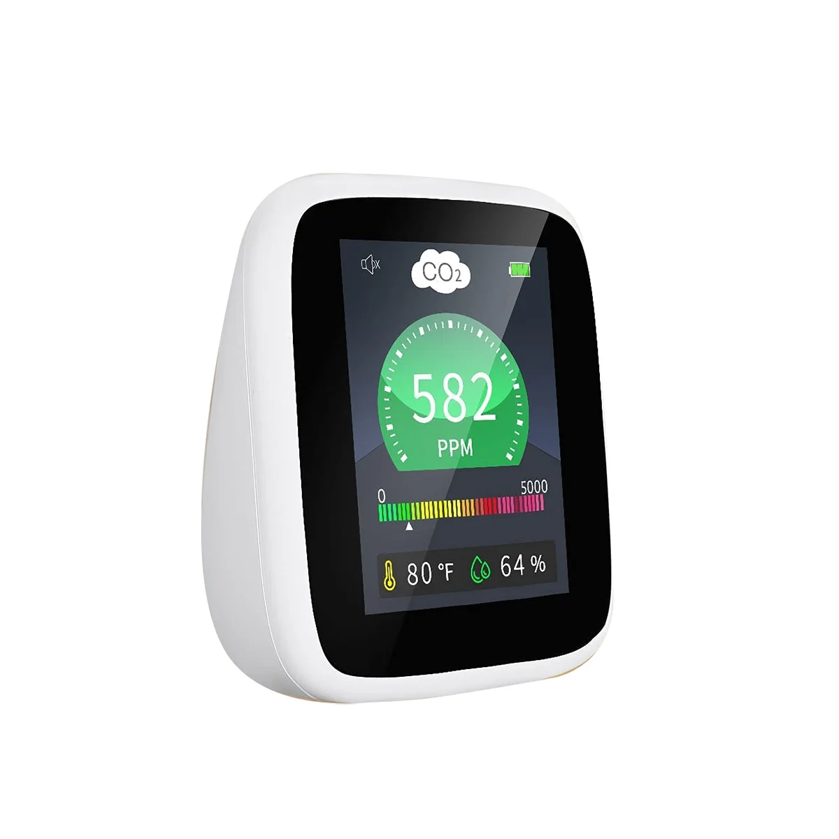 

4-In-1 Air Quality Monitor, CO2 Detector, Portable CO2 Monitor, Temperature and Relative Humidity with Alarm