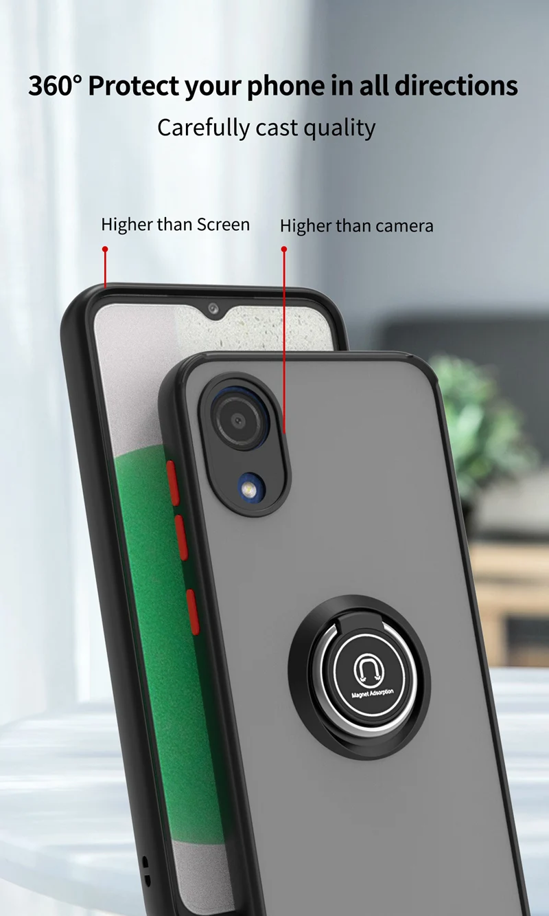 KEYSION Fashion Matte Hülle für Samsung A03 Core A01 Core Transparenter Ringständer Stoßfeste Handyhülle für Galaxy M_voghion.com