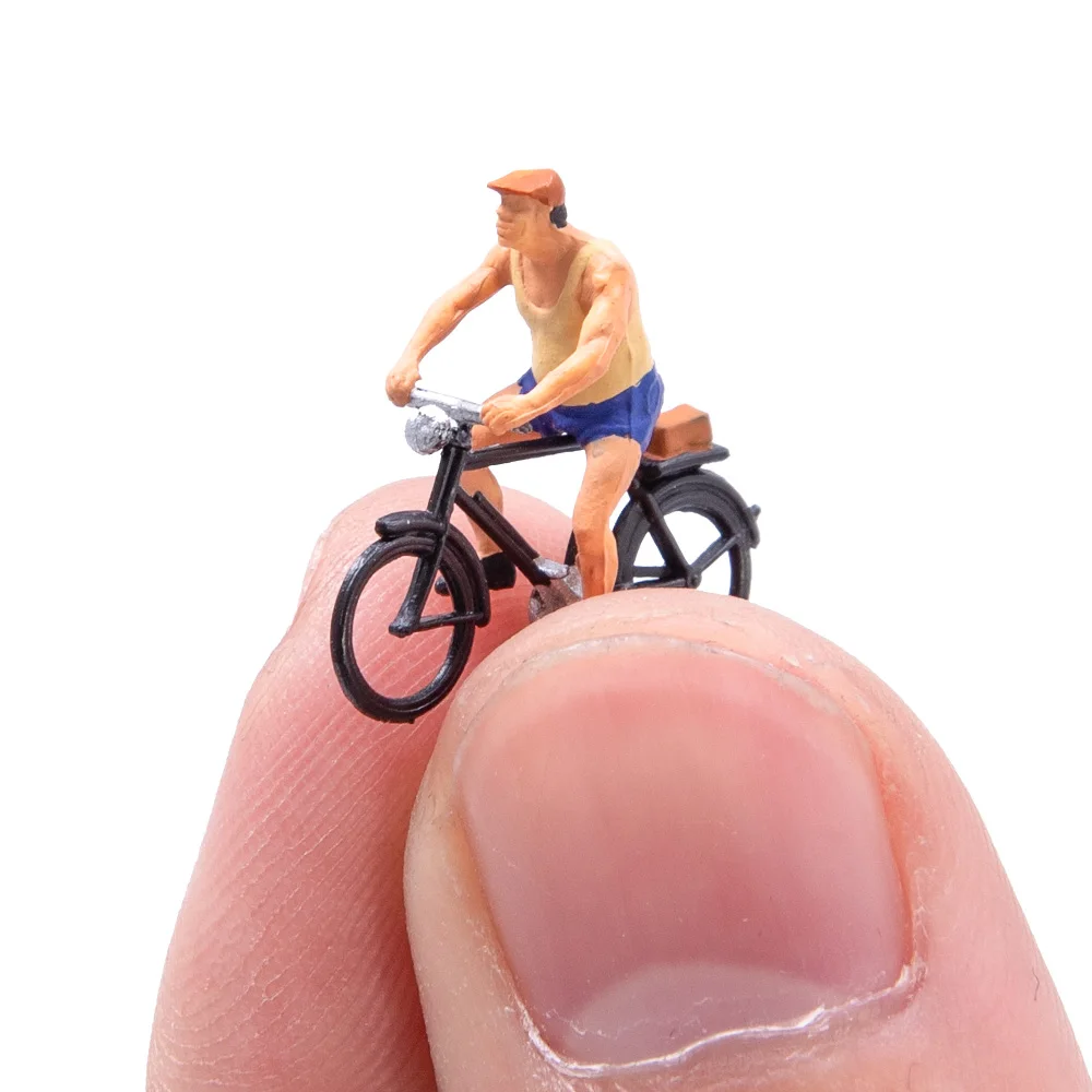 1pc/2pcs/6pcs Ho Scale 1:87 Miniature Cyclist Rider Figures Model ABS Painted People Architecture Building Layout Random Types 2