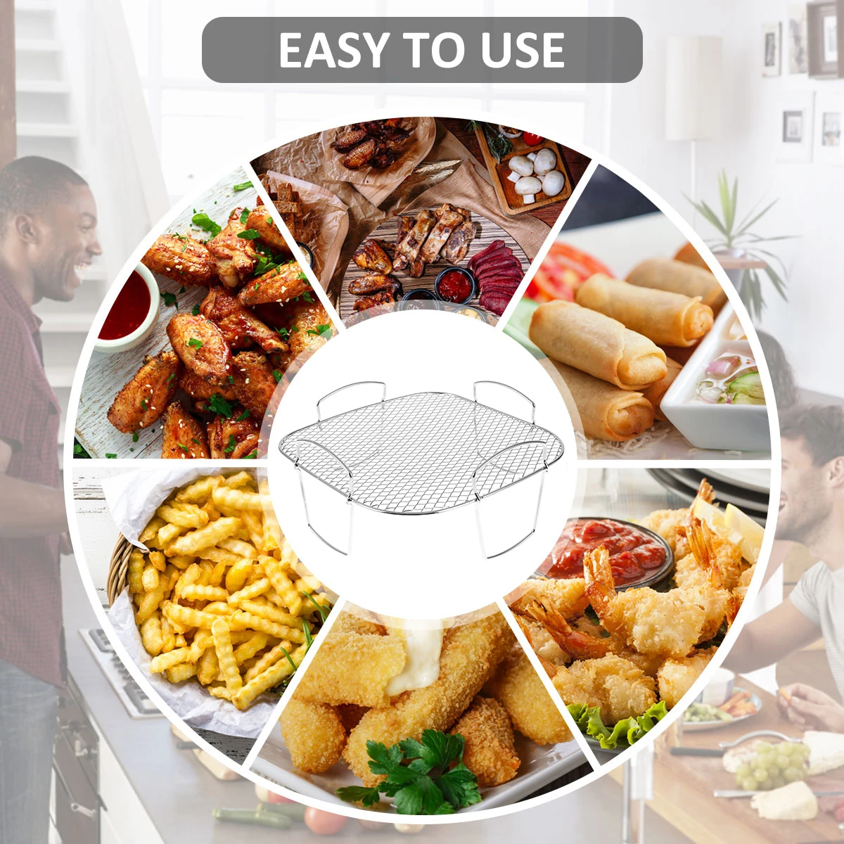 Stainless Steel Multi-Purpose Cooking and Grilling Rack, Dishwasher Safe Air Fryer Accessory