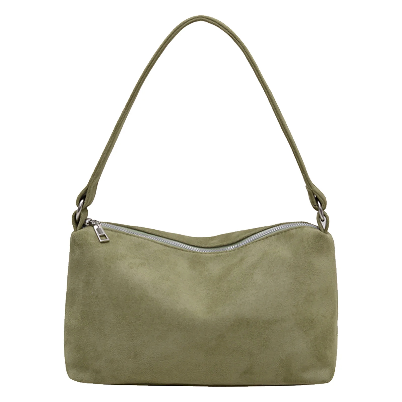 Suede Small Square Bag Zipper Closure Simple Underarm Bag Stylish Armpit Bag Travel Date Shopping Handbag