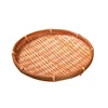 Handwoven Bamboo Storage Tray Fruit Vegetable Bread Food Basket Container Kitchen Storage Baskets Round Food Cake Plate 5